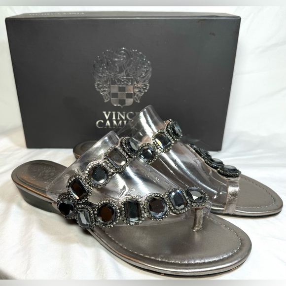 Vince Camuto Silver Embellished Sandals Size 7.5M - Picture 2 of 5